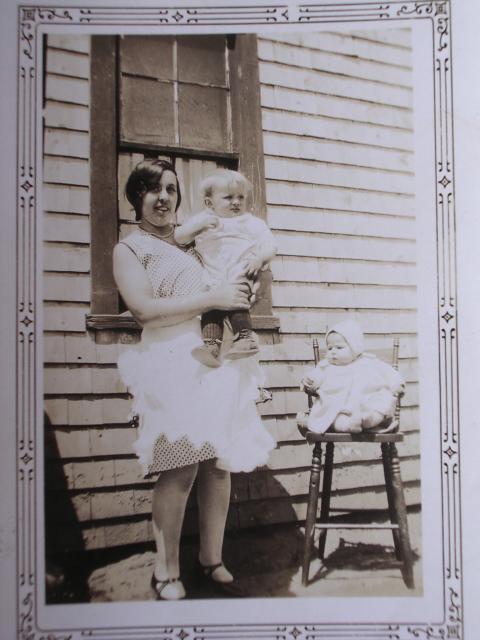 Minnie (Vienneau) LeBlanc with two of her children