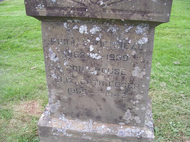 Headstone - Closeup view - Philias & Eliz Vienneau