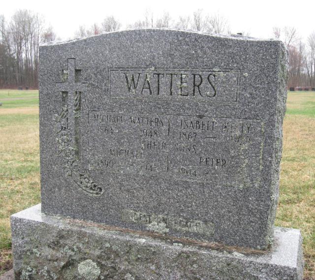 Headstone- Michael Watters, his wife Isabell Kelly