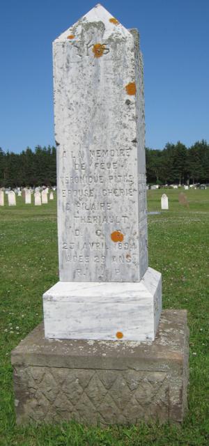 Headstone - Veronique Pitre, wife of Hilaire Theriault