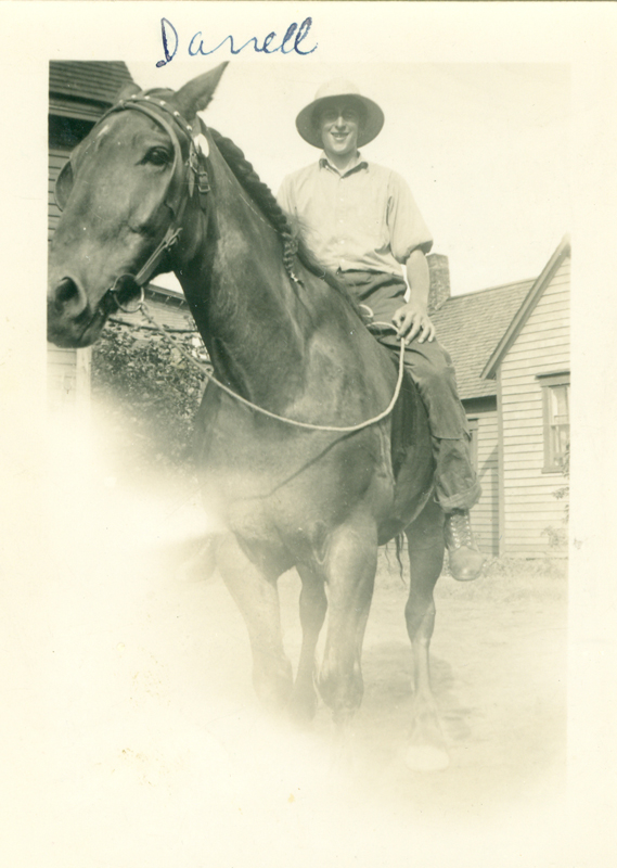 Darrell LeBlanc on one of the family's horses in Joggins, NS