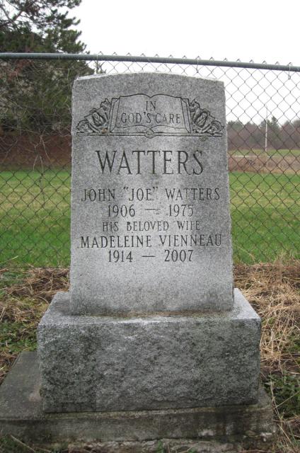 Headstone-Joe Watters, his wife Madeleine Vienneau